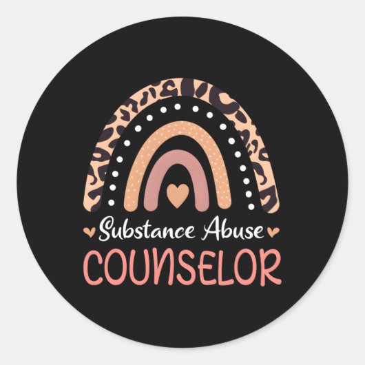 Substance Misbruik Counselor Leopard Rainbow Ronde Sticker (Voorkant)