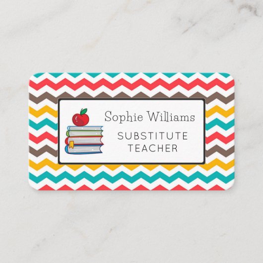 Substitute leraar Chevron Stripes Visitekaartje (Voorkant)
