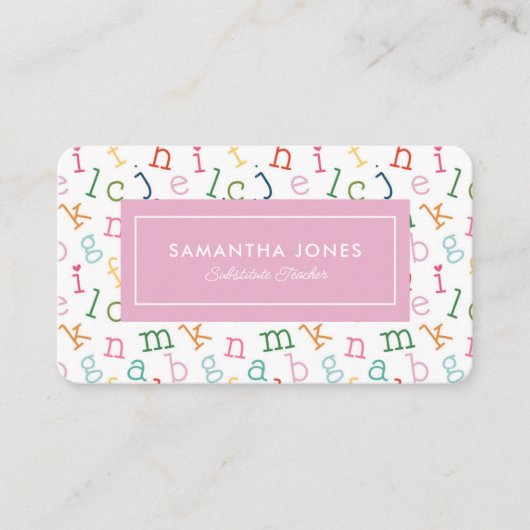 Substitute Teacher Calling Card Contact Info Visitekaartje (Voorkant)