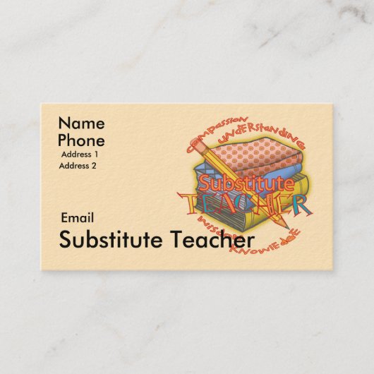 Substitute Teacher Motto aangepaste visitekaartjes (Voorkant)