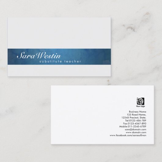 Substitute Teacher Script Grunge Visitekaartje (Voorkant / Achterkant)