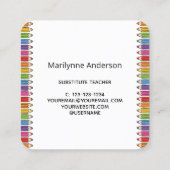 Substitute Teacher Vierkante Visitekaartje (Achterkant)