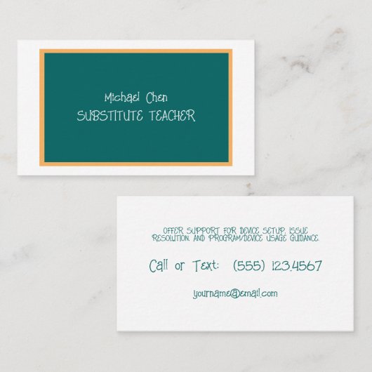 Substitute Teacher Visitekaartje (Voorkant / Achterkant)