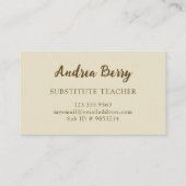Substitutie van de  leerkracht Zonnebloem Visitekaartje (Achterkant)