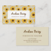 Substitutie van de  leerkracht Zonnebloem Visitekaartje (Voorkant / Achterkant)