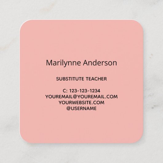 Substituut leraar Boho-regenboog Vierkante Visitekaartje (Achterkant)