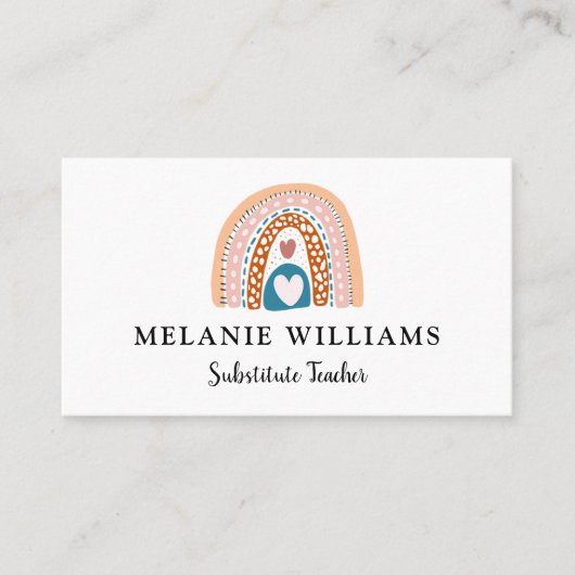 Substituut leraar Boho-regenboog Visitekaartje (Voorkant)