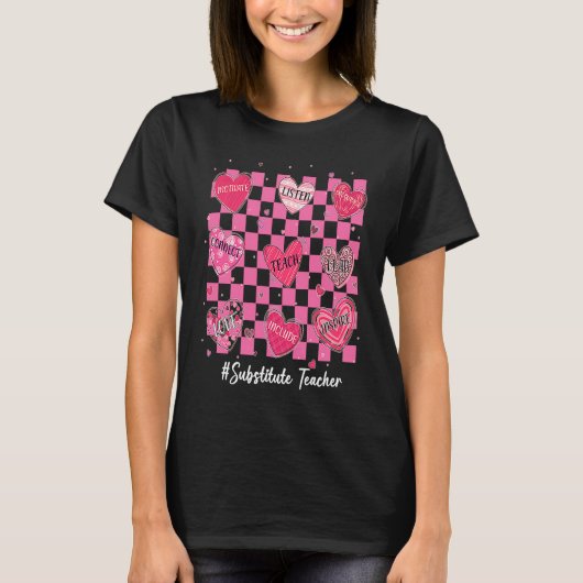 Substituut leraar hartkledij t-shirt (Voorkant)