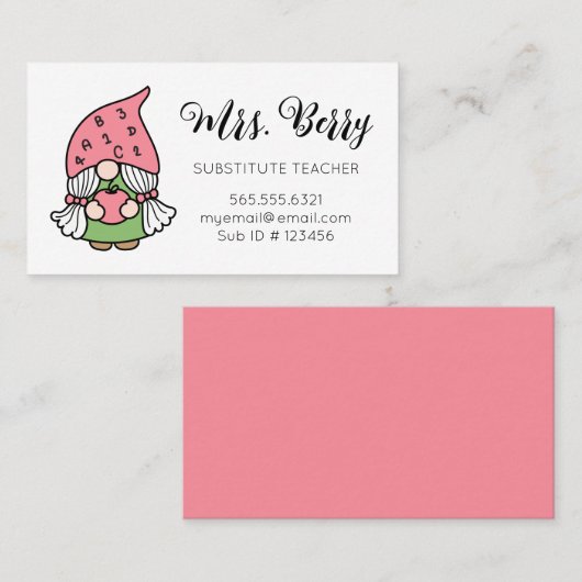 Substituut leraar kotelkoepel visitekaartje (Voorkant / Achterkant)