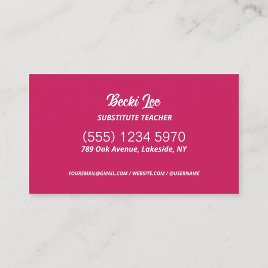 Substituut Teacher Custom QR Visitekaartje (Achterkant)