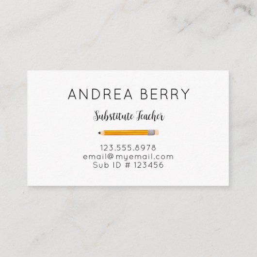 Substituut Visitekaartje gele potlood leraar (Achterkant)