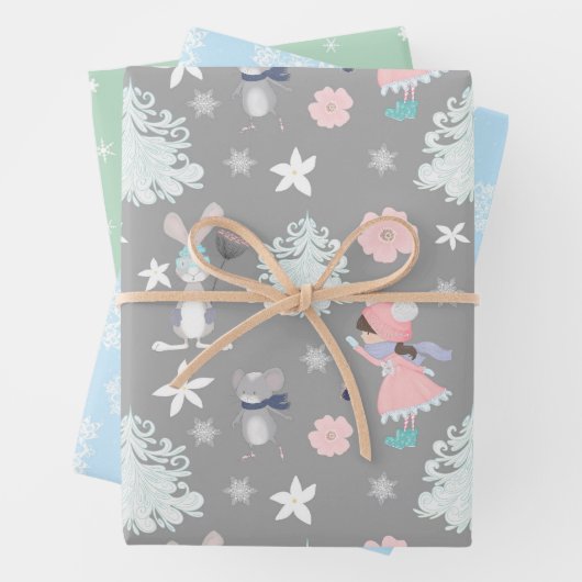 Subtel🎄 Pastel kerstpatroon, aangepaste tekst Inpakpapier Vel (In situ)