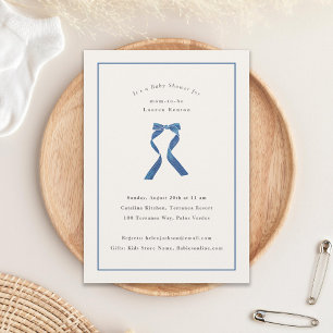 Subtiel blauw strikje Classic Boy Baby shower Kaart