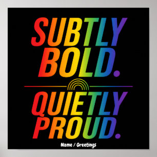 Subtiel Gedurfd Stilletjes Trots Regenboogtypograf Poster
