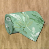 subtiel groen botanisch patroon stropdas