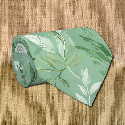 subtiel groen botanisch patroon stropdas
