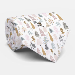 Subtiel kerstboompatroon voor Monogram land Stropdas