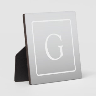Subtiel Lichtgrijs Gradiënt Achternaam Monogram Fotoplaat
