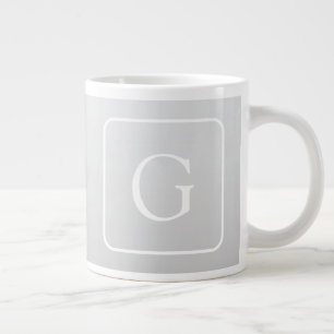 Subtiel Lichtgrijs Gradiënt Achternaam Monogram Grote Koffiekop
