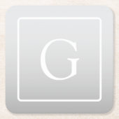 Subtiel Lichtgrijs Gradiënt Achternaam Monogram Kartonnen Onderzetters (Voorkant)