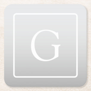 Subtiel Lichtgrijs Gradiënt Achternaam Monogram Kartonnen Onderzetters