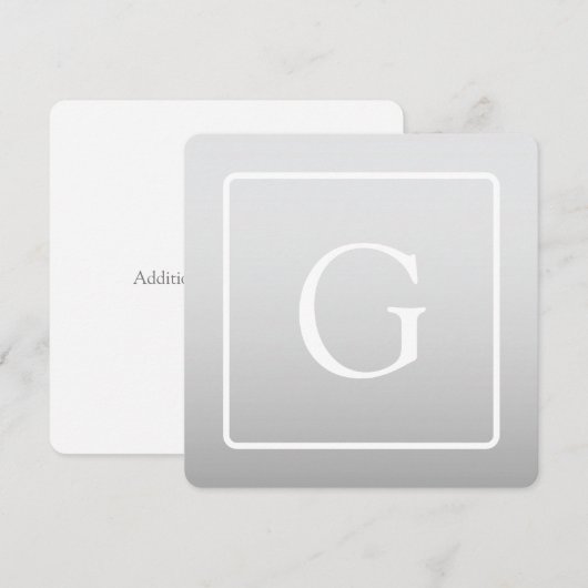 Subtiel Lichtgrijs Gradiënt Achternaam Monogram Notitiekaartje (Voorkant / Achterkant)
