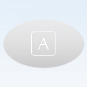 Subtiel Lichtgrijs Gradiënt Achternaam Monogram Ovale Sticker