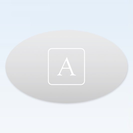 Subtiel Lichtgrijs Gradiënt Achternaam Monogram Ovale Sticker