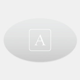 Subtiel Lichtgrijs Gradiënt Achternaam Monogram Ovale Sticker