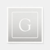 Subtiel Lichtgrijs Gradiënt Achternaam Monogram Servet (Voorkant)