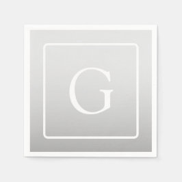 Subtiel Lichtgrijs Gradiënt Achternaam Monogram Servet