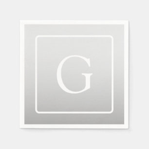 Subtiel Lichtgrijs Gradiënt Achternaam Monogram Servet