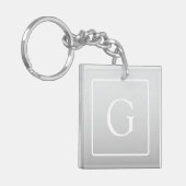 Subtiel Lichtgrijs Gradiënt Achternaam Monogram Sleutelhanger (Voorkant Links)
