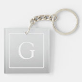 Subtiel Lichtgrijs Gradiënt Achternaam Monogram Sleutelhanger (Achterkant)