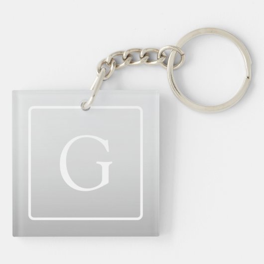 Subtiel Lichtgrijs Gradiënt Achternaam Monogram Sleutelhanger (Achterkant)