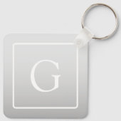 Subtiel Lichtgrijs Gradiënt Achternaam Monogram Sleutelhanger (Achterkant)
