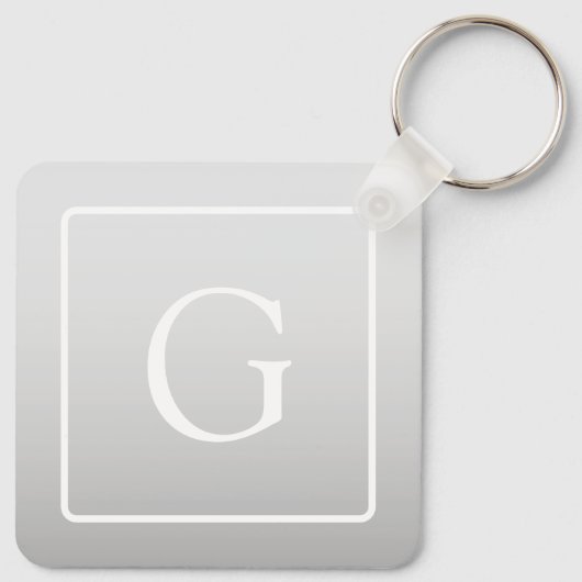 Subtiel Lichtgrijs Gradiënt Achternaam Monogram Sleutelhanger (Achterkant)