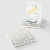 Subtiel Lichtgrijs Gradiënt Achternaam Monogram Stenen Onderzetter (Zijkant)