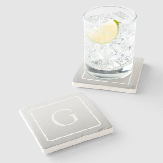 Subtiel Lichtgrijs Gradiënt Achternaam Monogram Stenen Onderzetter (Zijkant)