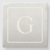 Subtiel Lichtgrijs Gradiënt Achternaam Monogram Stenen Onderzetter (Voorkant)