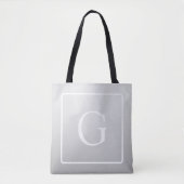 Subtiel Lichtgrijs Gradiënt Achternaam Monogram Tote Bag (Voorkant)