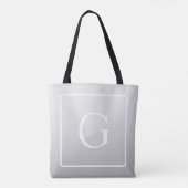 Subtiel Lichtgrijs Gradiënt Achternaam Monogram Tote Bag (Achterkant)