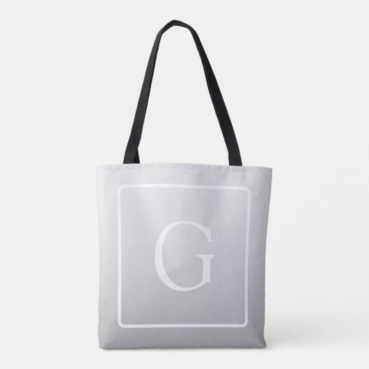 Subtiel Lichtgrijs Gradiënt Achternaam Monogram Tote Bag (Achterkant)