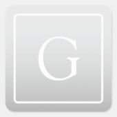 Subtiel Lichtgrijs Gradiënt Achternaam Monogram Vierkante Sticker (Voorkant)