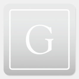 Subtiel Lichtgrijs Gradiënt Achternaam Monogram Vierkante Sticker