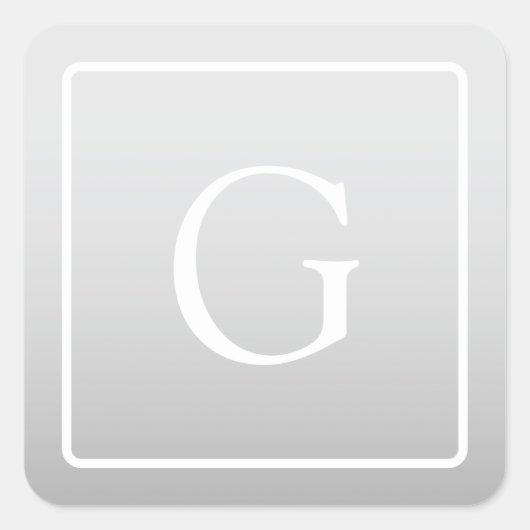 Subtiel Lichtgrijs Gradiënt Achternaam Monogram Vierkante Sticker (Voorkant)