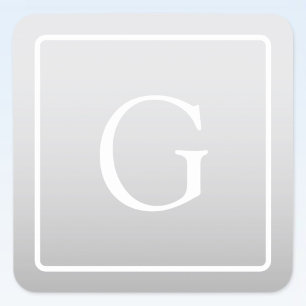 Subtiel Lichtgrijs Gradiënt Achternaam Monogram Vierkante Sticker