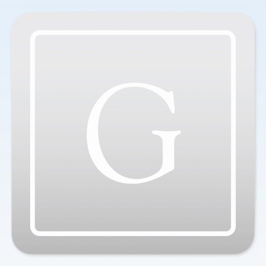 Subtiel Lichtgrijs Gradiënt Achternaam Monogram Vierkante Sticker