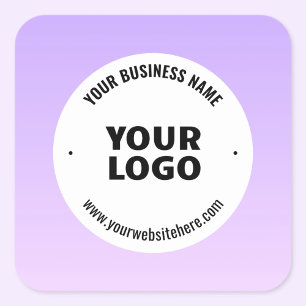 Subtiel lichtpaars ombre & uw bedrijfslogo vierkante sticker