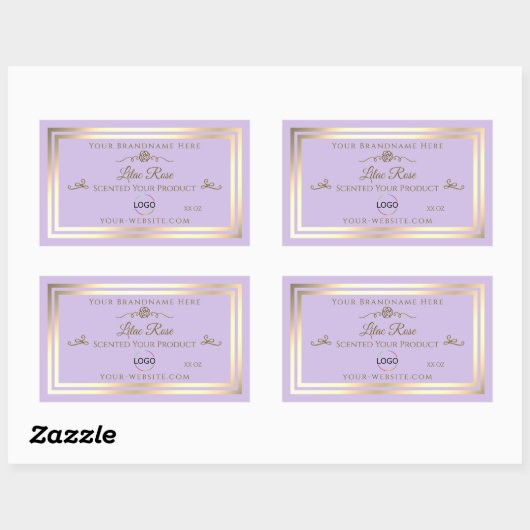 Subtiel Lila Product Label Goud Lijst met Logo (Vel)